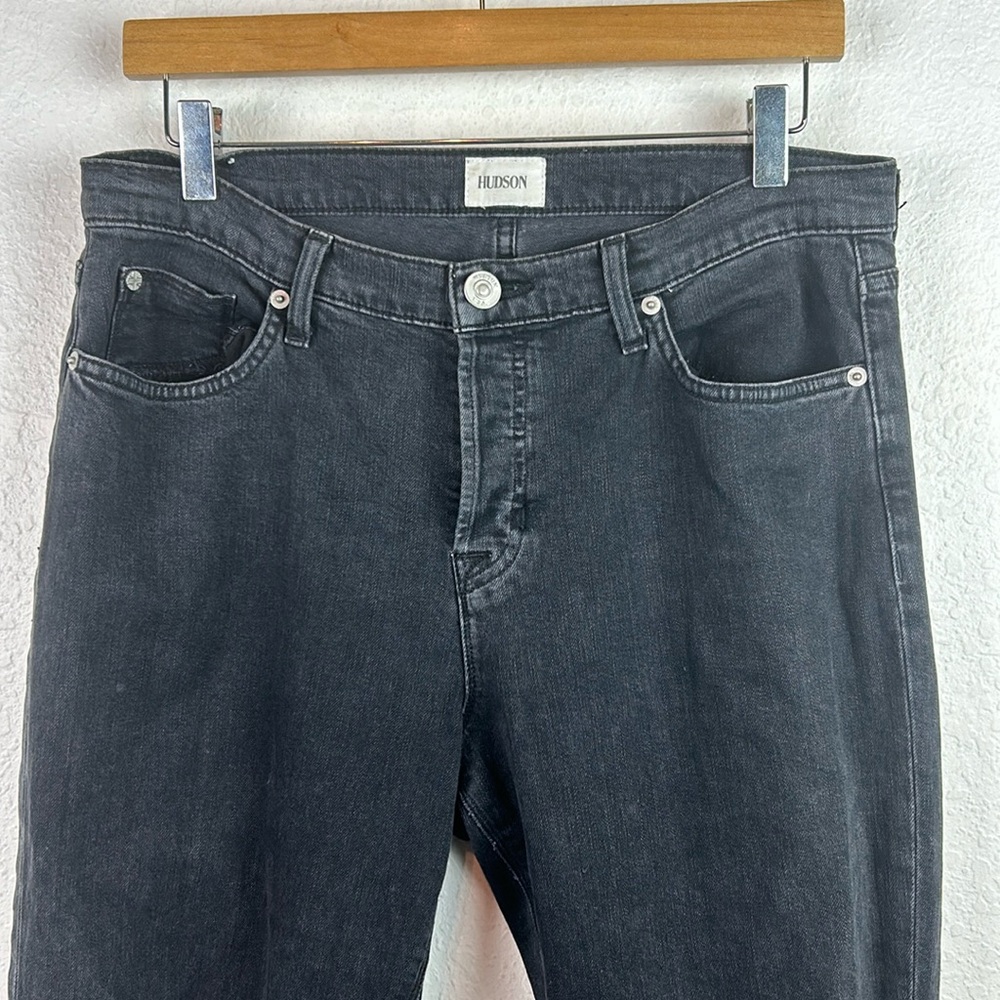 Hudson Luxe Crop Riley Relaxed color virt Straight Black Jeans 29 - Picture 2 of 9